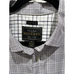 JOS A BANK RESERVE LONG SLEEVE SHIRT BLACK WHITE CHECKERED SIZE XL